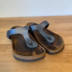 Birkenstock Gizeh Sandals Pewter Gray Metallic Size 41